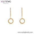 E-665 xuping pendientes de gota de diamante de imitación de diseño de círculo de color oro de acero inoxidable 24k